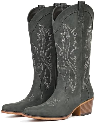 Cowboy Boots For Women Western Cowgirl Boots Mid Calf Snip Toe
