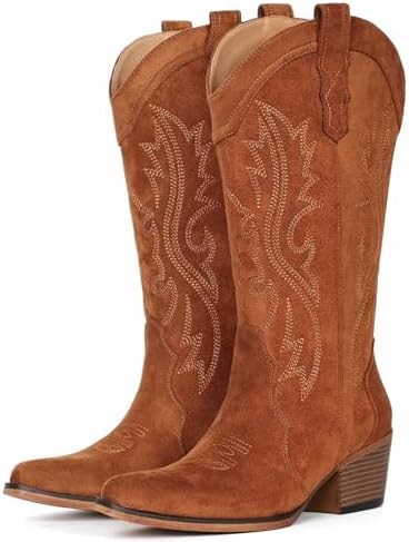 Cowboy Boots For Women Western Cowgirl Boots Mid Calf Snip Toe