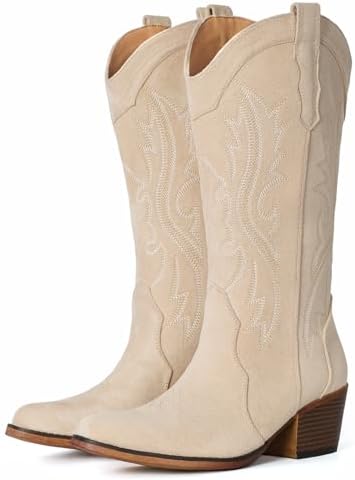 Cowboy Boots For Women Western Cowgirl Boots Mid Calf Snip Toe