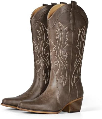 Cowboy Boots For Women Western Cowgirl Boots Mid Calf Snip Toe