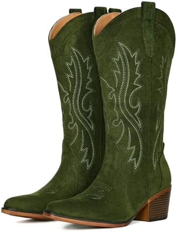 Cowboy Boots For Women Western Cowgirl Boots Mid Calf Snip Toe