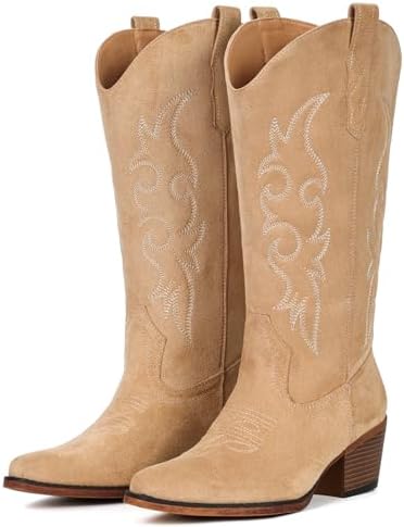 Cowboy Boots For Women Western Cowgirl Classic Mid Calf Snip Toe