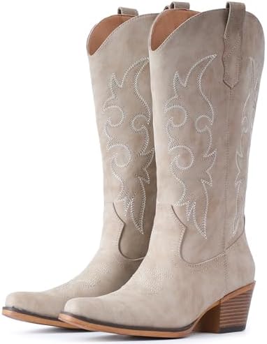 Cowboy Boots For Women Western Cowgirl Classic Mid Calf Snip Toe