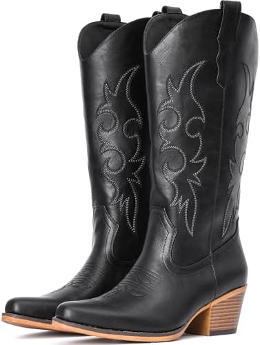 Cowboy Boots For Women Western Cowgirl Classic Mid Calf Snip Toe