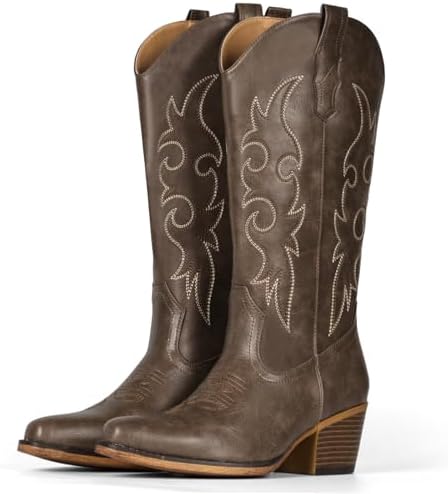 Cowboy Boots For Women Western Cowgirl Classic Mid Calf Snip Toe