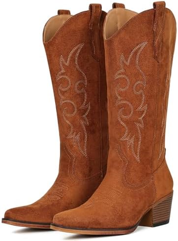 Cowboy Boots For Women Western Cowgirl Classic Mid Calf Snip Toe