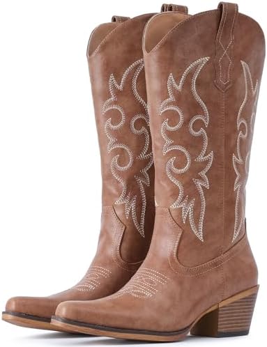 Cowboy Boots For Women Western Cowgirl Classic Mid Calf Snip Toe