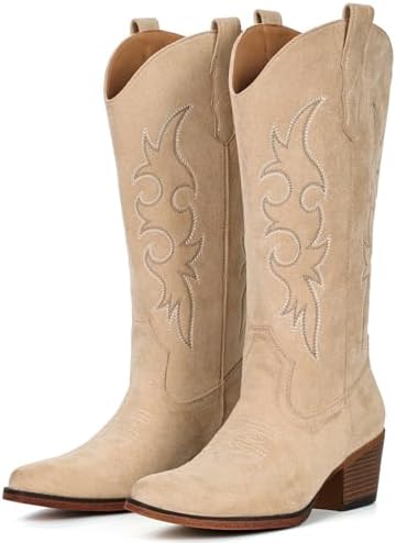 Cowboy Boots For Women Western Cowgirl Classic Mid Calf Snip Toe