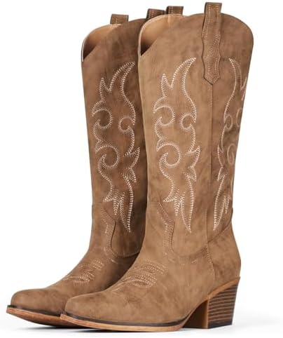 Cowboy Boots For Women Western Cowgirl Classic Mid Calf Snip Toe