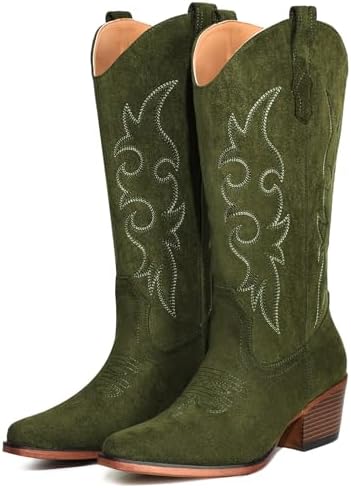 Cowboy Boots For Women Western Cowgirl Classic Mid Calf Snip Toe