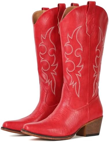 Cowboy Boots For Women Western Cowgirl Classic Mid Calf Snip Toe