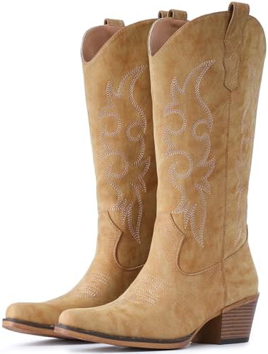 Cowboy Boots For Women Western Cowgirl Classic Mid Calf Snip Toe