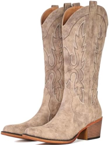Cowboy Boots for Women Western Cowgirl Snip Toe Mid Calf Country