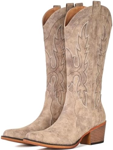 Cowboy Boots for Women Western Cowgirl Snip Toe Mid Calf Country