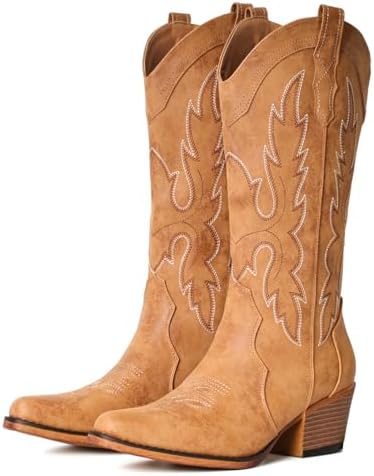 Cowboy Boots for Women Western Cowgirl Snip Toe Mid Calf Country