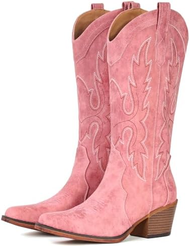 Cowboy Boots for Women Western Cowgirl Snip Toe Mid Calf Country