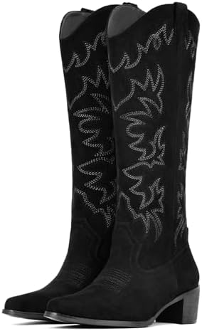 Cowboy Boots For Women Wide Width Knee High Western Cowgirl Boots