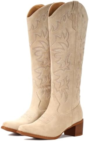 Cowboy Boots For Women Wide Width Knee High Western Cowgirl Boots