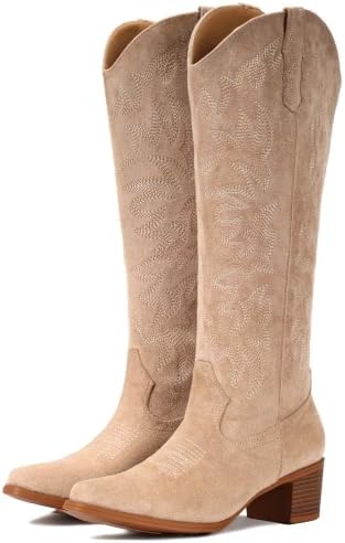 Cowboy Boots For Women Wide Width Knee High Western Cowgirl Boots