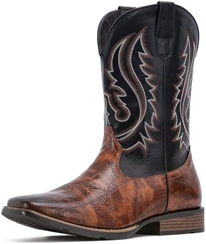 Cowboy Boots Men Square Toe Western Boots