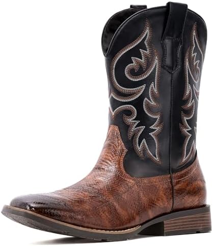 Cowboy Boots Men Square Toe Western Boots