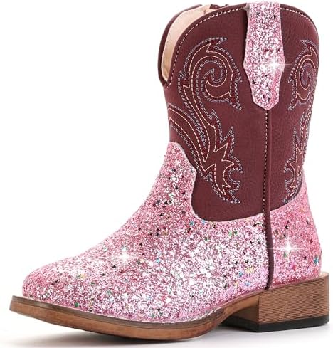 Girls Cowgirl Boots Glitter Toddler Boys Cowboy Boots for Kids