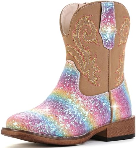 Girls Cowgirl Boots Glitter Toddler Boys Cowboy Boots for Kids
