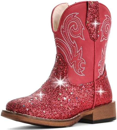 Girls Cowgirl Boots Glitter Toddler Boys Cowboy Boots for Kids