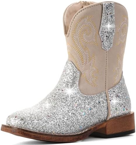 Girls Cowgirl Boots Glitter Toddler Boys Cowboy Boots for Kids