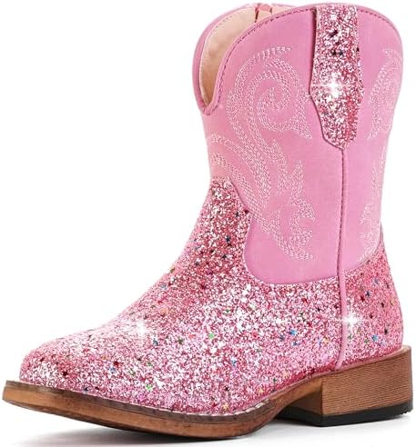Girls Cowgirl Boots Glitter Toddler Boys Cowboy Boots for Kids