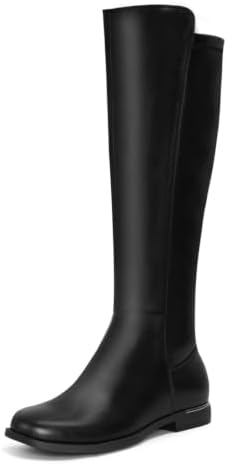 Square Toe 1-Inch Flat Knee High Boots for Women Side Zipper, 2026