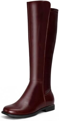 Square Toe 1-Inch Flat Knee High Boots for Women Side Zipper, 2026