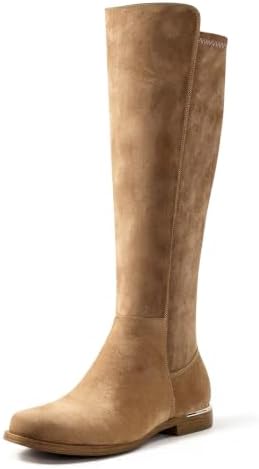 Square Toe 1-Inch Flat Knee High Boots for Women Side Zipper, 2026