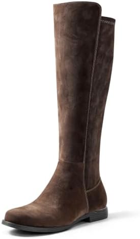 Square Toe 1-Inch Flat Knee High Boots for Women Side Zipper, 2026
