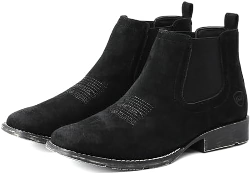 Suede Chelsea Cowboy Boots for Men Western Ankle Boots Casual