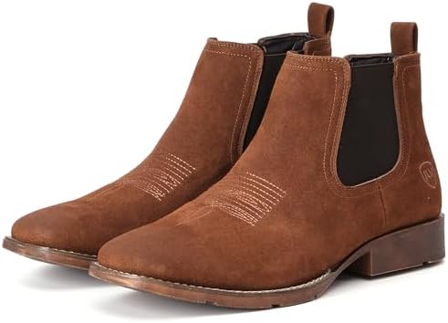 Suede Chelsea Cowboy Boots for Men Western Ankle Boots Casual