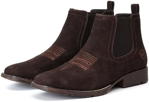 Suede Chelsea Cowboy Boots for Men Western Ankle Boots Casual