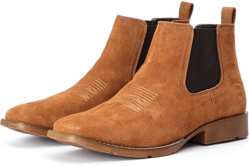 Suede Chelsea Cowboy Boots for Men Western Ankle Boots Casual