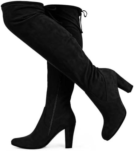 Wide Calf Suede Thigh High Over the Knee Boots Point Toe Fall