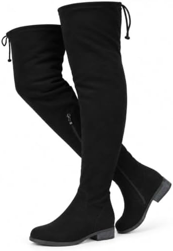Wide Flat Suede Thigh High Boots Women Round Toe Over The Knee
