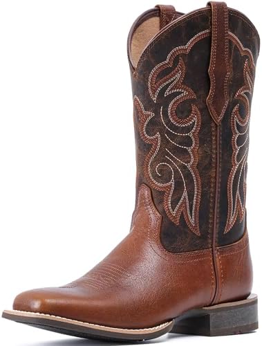 Women's Leather Western Boots Square Toe