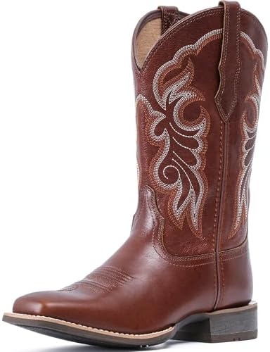 Women's Leather Western Boots Square Toe