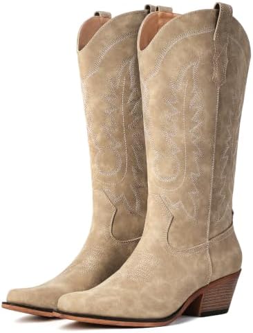 Women's Pointed Toe Mid Calf Cowboy Boots – Cowgirl Boots with