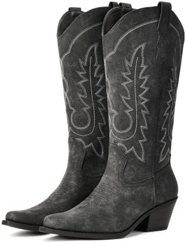 Women's Pointed Toe Mid Calf Cowboy Boots – Cowgirl Boots with