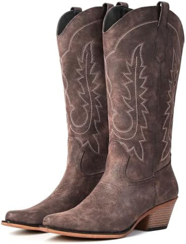 Women's Pointed Toe Mid Calf Cowboy Boots – Cowgirl Boots with
