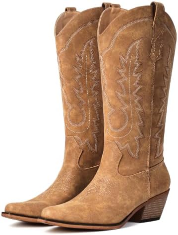 Women's Pointed Toe Mid Calf Cowboy Boots – Cowgirl Boots with