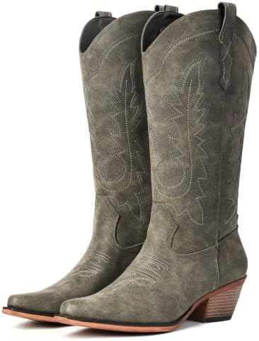 Women's Pointed Toe Mid Calf Cowboy Boots – Cowgirl Boots with
