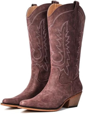 Women's Pointed Toe Mid Calf Cowboy Boots – Cowgirl Boots with